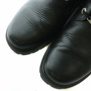 Timberland ロングブーツ レザー フェイクファー ラウンドトゥ レースアップ ロゴ 刺繍 7.5 24.5cm 黒 ブラック