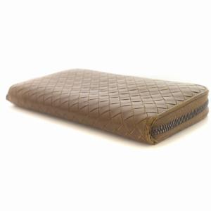 BOTTEGA VENETA 長財布 ウォレット イントレチャート ラウンドファスナー 茶 ブラウン 114076