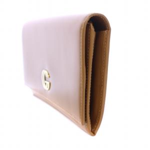 GUCCI 長財布 小銭入れあり 二つ折り フラップ レザー ダブルG GGマーモント 035 1323