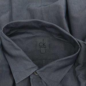 Calvin Klein ワークシャツ 長袖 フロンボタン コットン 4L グレー