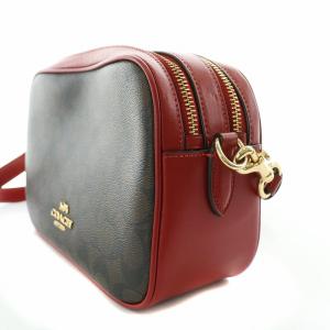 COACH ショルダーバッグ ポシェット シグネチャー PVC レザー ロゴ 赤 レッド 茶 ブラウン 68168