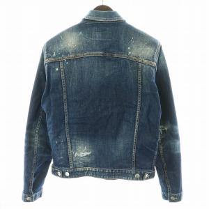 DSQUARED2 22SS Gジャン ストレッチ クラッシュ ダメージ加工 ウォッシュド ブリーチ 44 青
