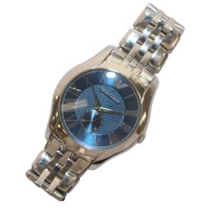 EMPORIO ARMANI CLASSIC クラシック スモールセコンド 腕時計 ウォッチ クォーツ ローマン ロゴ ラウンド 3針 文字盤青 ブルー