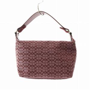 COACH ポーチ 小物入れ ハンドバッグ ミニシグネチャー キャンバス レザー スエード ロゴ チャーム付き 赤 レッド GY18