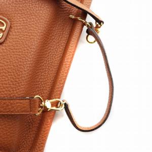 VALENTINO GARAVANI ハンドバッグ ショルダー 2WAY レザー ゴールドロゴ 茶 ブラウン GY18