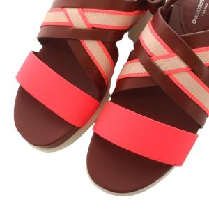 COLE HAAN サンダル ストラップ キャンバス レザー ウェッジソール 7B 24?p ボルドー ピンク