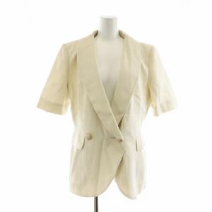 Christian Dior ヴィンテージ スーツ セットアップ 上下 ショールカラー タイトスカート ミドル 半袖 総裏地 肩パッド 11 L アイボリー