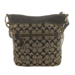 COACH ショルダーバッグ ミディアムダッフル シグネチャー キャンバス レザー 黒 ブラック ベージュ 10403