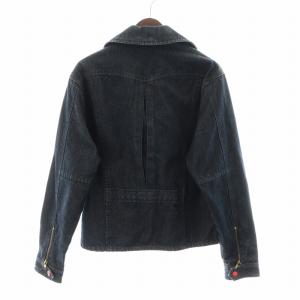 EVISU デニムジャケット ライダース ダブル 長袖 ジップアップ カモメプリント ロゴ 40 M 紺 ネイビー GY17