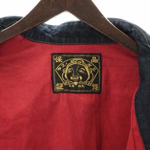 EVISU デニムジャケット ライダース ダブル 長袖 ジップアップ カモメプリント ロゴ 40 M 紺 ネイビー GY17