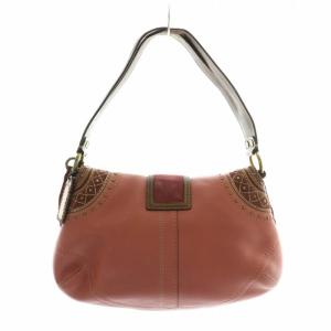 COACH ハンドバッグ ワンショルダー レザー スタッズ ステッチ マグネット ピンク