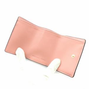 MICHAEL KORS 財布 三つ折り ミニ PVC レザー MKシグネチャー リングロゴ ゴールド金具 ピンク 35T0GFTP0B