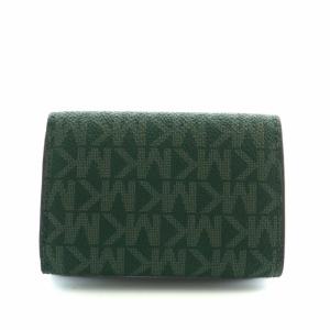 MICHAEL KORS 財布 三つ折り ミニ PVC レザー MKシグネチャー リングロゴ ゴールド金具 緑 グリーン 35T0GFTP0B