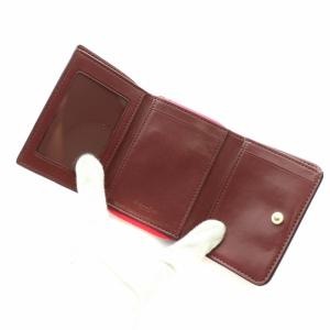 COACH スモール トライフォールド ウォレット 財布 三つ折り ミニ PVC レザー デイジー 花柄 総柄 ロゴ ゴールド金具 ピンク