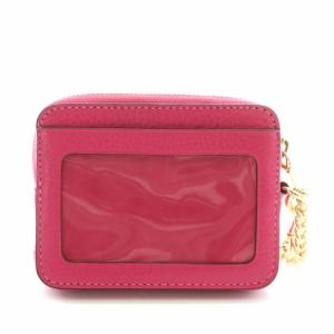 COACH ジップカードケース ZIP CARD CASE コインケース 小銭入れ レザー ロゴ ゴールド金具 チェーン付き ピンク 6303