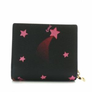COACH 財布 二つ折り PVC レザー 星 スター 総柄 ロゴ ゴールド金具 黒 ブラック C7297