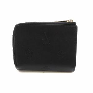 PAUL SMITH ポールドローイング 二つ折り財布 ウォレット L字ファスナー ロゴ 総柄 PVC 黒 ブラック GY18