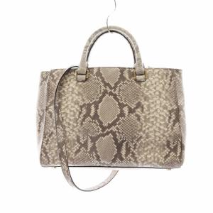 MICHAEL KORS ハンドバッグ ショルダー 2WAY レザー パイソン型押し ロゴプレート グレー GY18