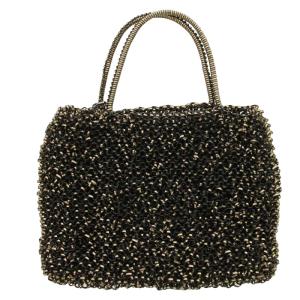 ANTEPRIMA ハンドバッグ ワイヤーバッグ フラワーモチーフ PVC 黒 ブラック