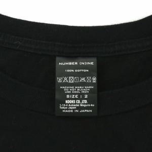 NUMBER (N)INE Tシャツ カットソー 半袖 クルーネック スカル サークルロゴ プリント 2 S 黒 ブラック 白 ホワイト