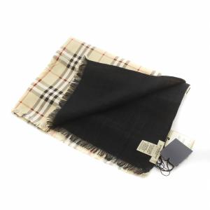 BURBERRY LONDON タグ付き マフラー ストール ノバチェック フリンジ ロゴ 絹 シルク ベージュ GY18