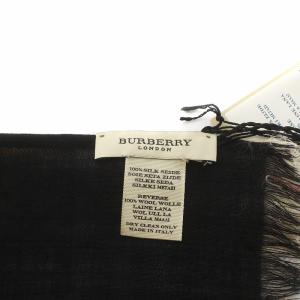 BURBERRY LONDON タグ付き マフラー ストール ノバチェック フリンジ ロゴ 絹 シルク ベージュ GY18
