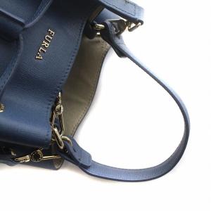 FURLA ステイシー ハンドバッグ ショルダー 2WAY バケツ型 レザー ロゴ ミニポーチ付き 青 ブルー GY18