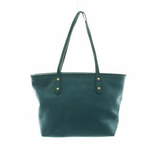 COACH トートバッグ レザー ロゴ チャーム付き 青 ブルー 緑 グリーン GY18