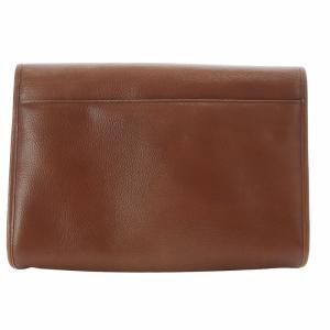 YVES SAINT LAURENT YSL ヴィンテージ クラッチバッグ パーティバッグ セカンドバッグ レザー ロゴ ステッチ 刺繍 茶 ブラウン