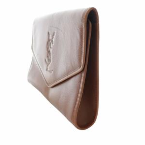YVES SAINT LAURENT YSL ヴィンテージ クラッチバッグ パーティバッグ セカンドバッグ レザー ロゴ ステッチ 刺繍 茶 ブラウン