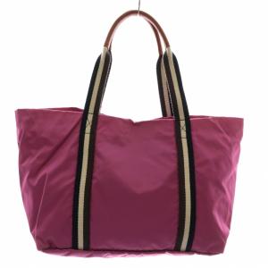 Orobianco トートバッグ ハンド ナイロン 裏地総柄 マグネット ロゴ ゴールド金具 紫 パープル