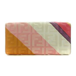 FENDI BAGUETTE コンチネンタル ウォレット エンボス加工 ズッカ柄 FFロゴ マルチカラー