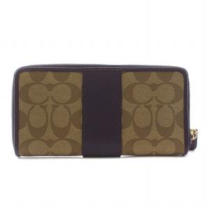 COACH 長財布 小銭入れあり ウォレット PVC シグネチャー ロゴ レザー ラウンドファスナー ベージュ 紫 パープル 54630
