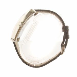 EMPORIO ARMANI 腕時計 ウォッチ スクエア クォーツ ローマン 黒文字盤 ロゴ レザーベルト シルバー色 黒 ブラック GY17