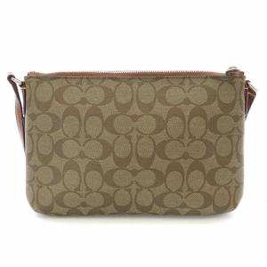 COACH ショルダーバッグ シグネチャー ポーチ付き ロゴ PVC 茶 ブラウン F52657