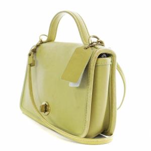 COACH オールドコーチ ショルダーバッグ ターンロック レザー ライトグリーン 9924