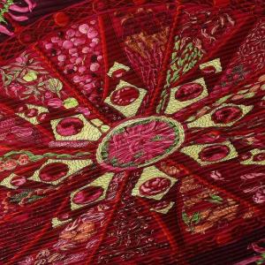 HERMES プリーツ カレ 90 AUX PAYS DES EPICES スパイスの国で ストール スカーフ 総柄 絹 シルク ピンク