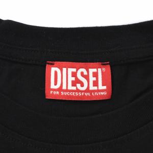 DIESEL Tシャツ カットソー ロンT 長袖 クルーネック ロゴ 刺繍 ワッペン S 黒 ブラック A03768 0AAXJ