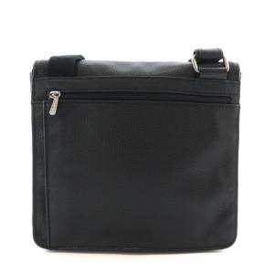 Longchamp メッセンジャー ショルダー バッグ レザー スクエア マグネット フラップ 黒 ブラック