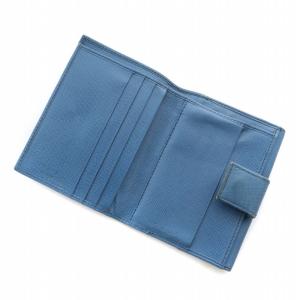 PRADA 財布 二つ折り サフィアーノ レザー Wホック ロゴ 三角プレート 青 ブルー