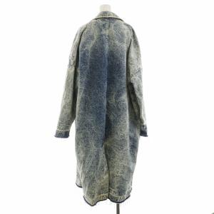 MSGM デニムコート ロング ケミカルウォッシュ ダメージ加工 38 M 青 ブルー GY18