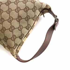 GUCCI 0391147 ポーチ ハンドバッグ 小物入れ GG柄 ジャガード レザー 茶 ブラウン