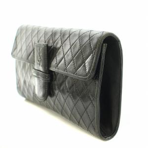 YVES SAINT LAURENT クラッチバッグ パーティバッグ キルティング レザー ロゴ 黒 ブラック