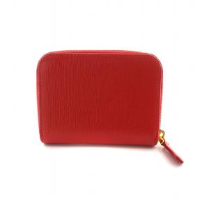 PRADA ヴィテッロ レザー コインケース ラウンドファスナー ロゴ ゴールド金具 レッド 1MM268