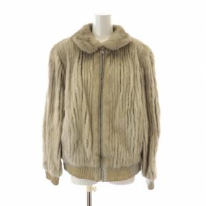 銀サガ ファーコート ブルゾン 毛皮 アウター サファイアミンク ミドル ジップアップ M グレー