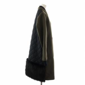 N°21 コート 中綿 ウール カシミヤ混 フェイクファー ロング キルティング 切替 36