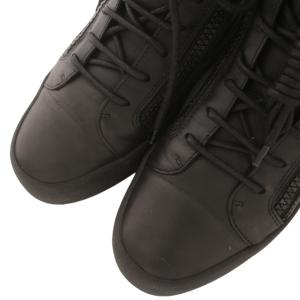 GIUSEPPE ZANOTTI スニーカー ハイカット レザー フェイクファー ロゴ レースアップ ジップアップ 40 25?p 黒 ブラック