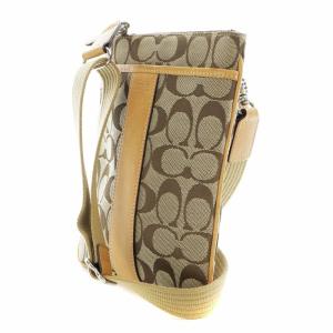 COACH ショルダーバッグ クロスボディ シグネチャー ロゴ ライン キャンバス ベージュ
