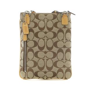 COACH ショルダーバッグ クロスボディ シグネチャー ロゴ ライン キャンバス ベージュ