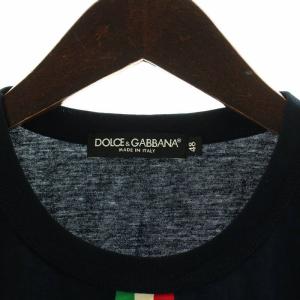 DOLCE&GABBANA Tシャツ カットソー 半袖 ロゴワッペン ライン 48 L 紺 ネイビー GY18